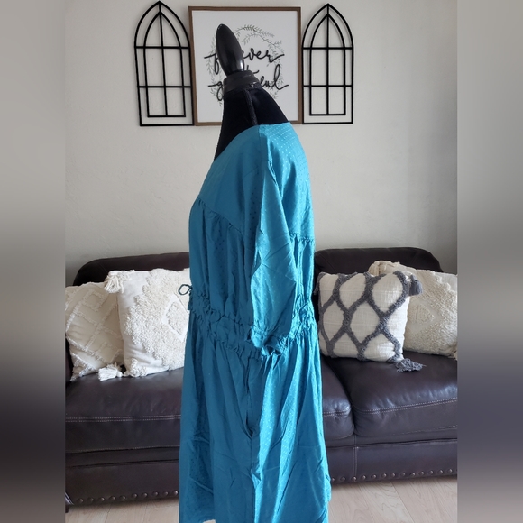 Evy's Tree The Maria Blue Midi Shirt Dress Women's Size 1X NWT Boho Chic - Picture 5 of 12